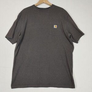 Carhartt Mens Casual Heather Gray Logo Short Sleeve T Shirt Size Tall X Large